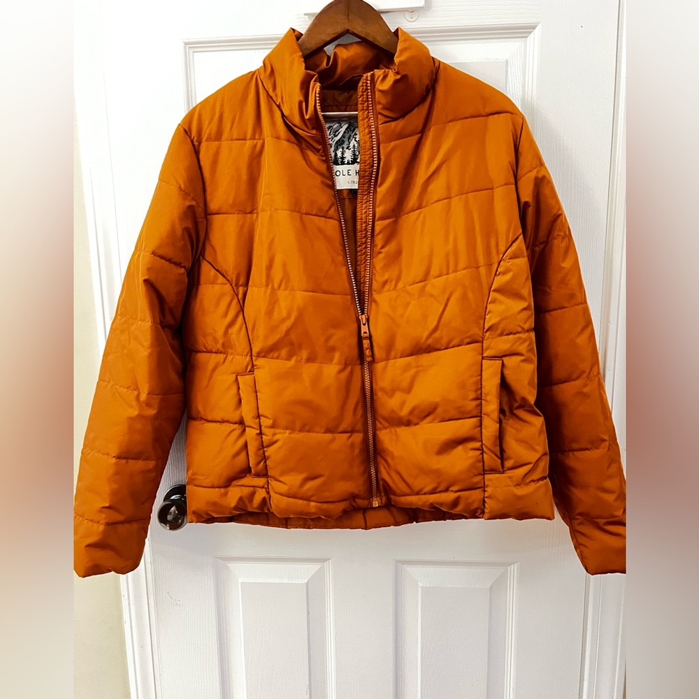Cole Haan Orange Puffer Coat Size Large